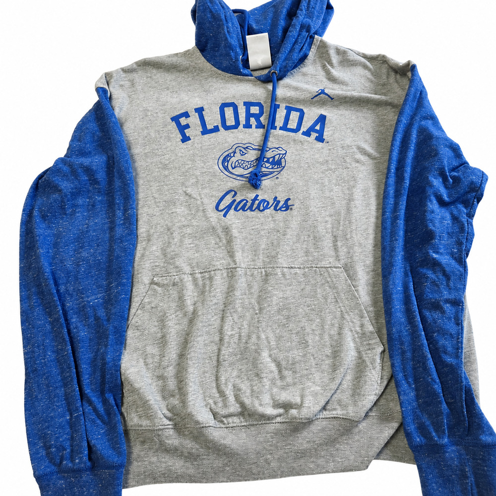 Nike Jordan Florida Gators Men’s Large Hoodie Gray Blue Jumpman NCAA Pullover